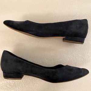 Navy blue suede flats